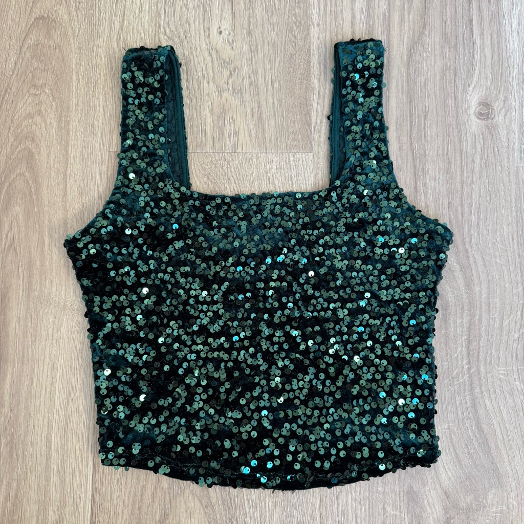 Bozzolo Sequin Green Crop Top